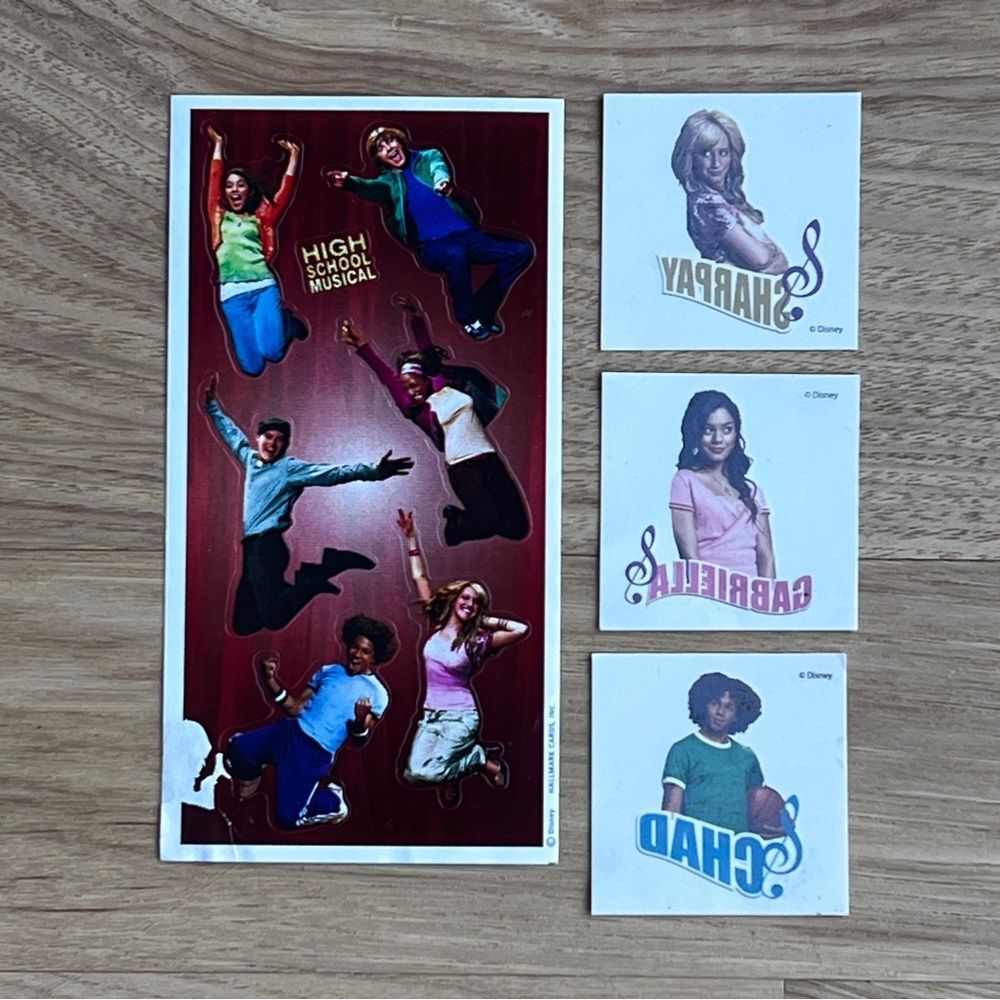 High School Musical sticker sheet 6"x3" And Temporary Tattoos 2"x2" Each